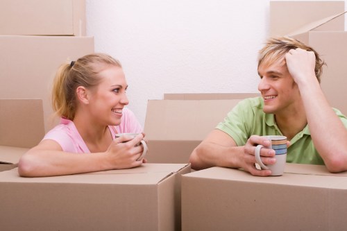 Professional furniture removal team in action